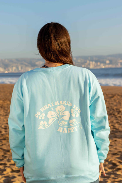 Crewneck "Happy Wave" Celeste
