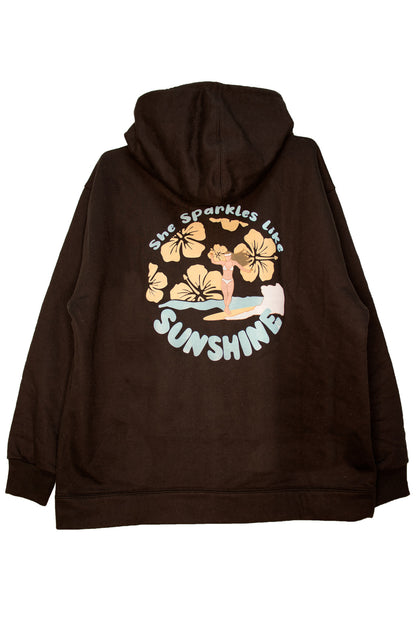 Hoodie "She sparkles like sunshine"🏄🏽‍♀️ Negro