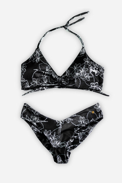 Conjunto Bikini Perfect Tan Black Plumeria